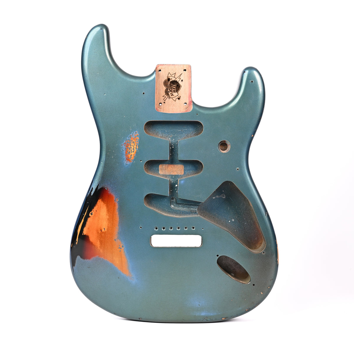 Stratocaster Custom Painted Body - FOF Lake Placid Blue over 3-Tone Burst - Reclaimed