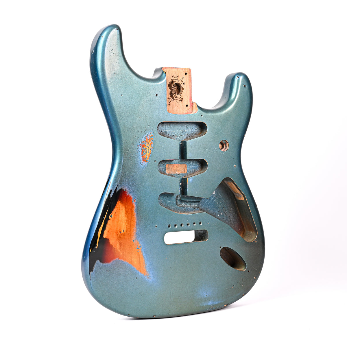 Stratocaster Custom Painted Body - FOF Lake Placid Blue over 3-Tone Burst - Reclaimed