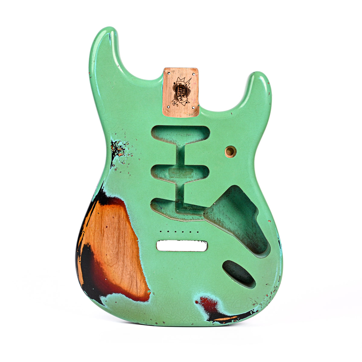 Stratocaster Custom Painted Body - FOF Seafoam Green over 3-Tone Burst - Reclaimed