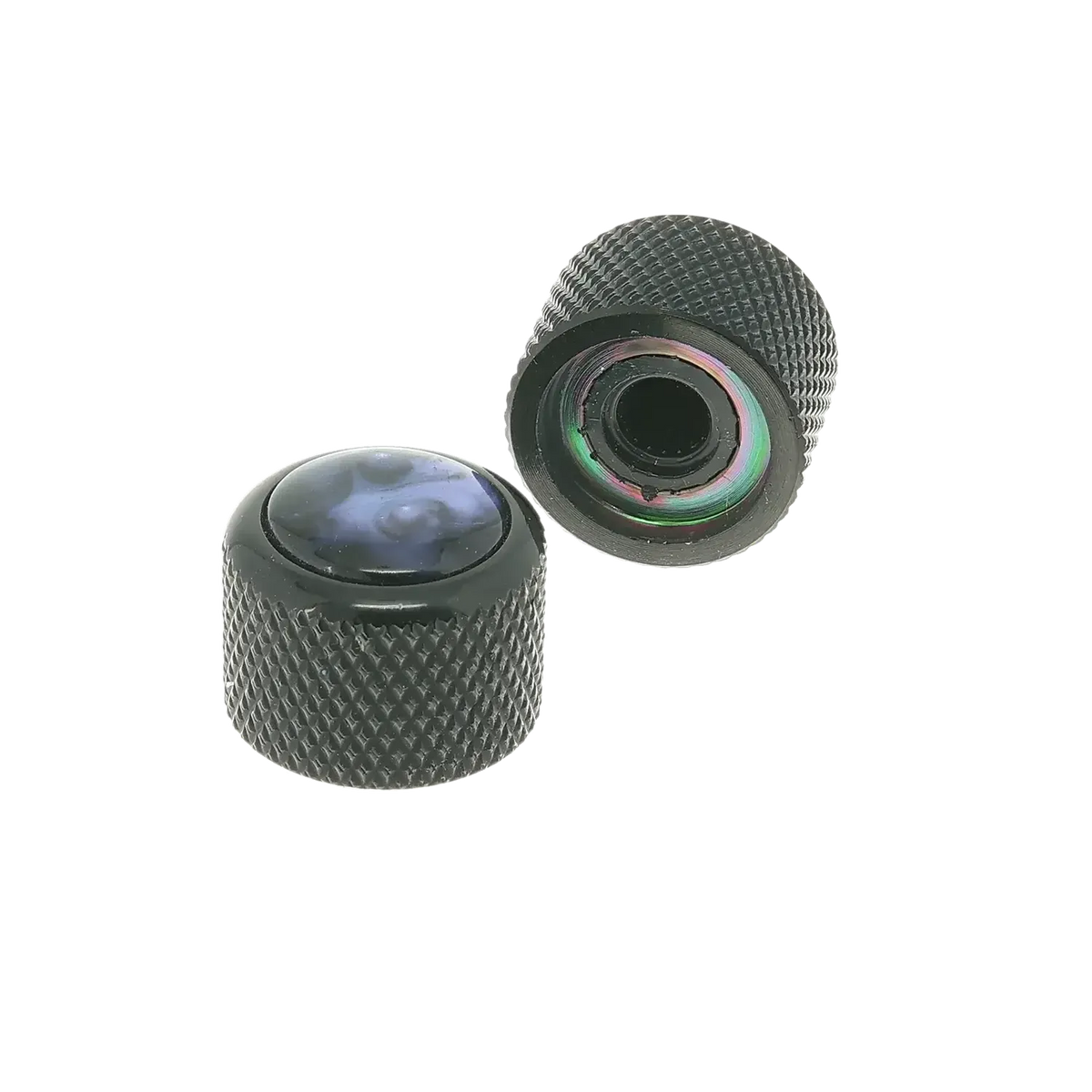 Black Knurled Knobs, Set of 2 - Purple Pearl - Reclaimed