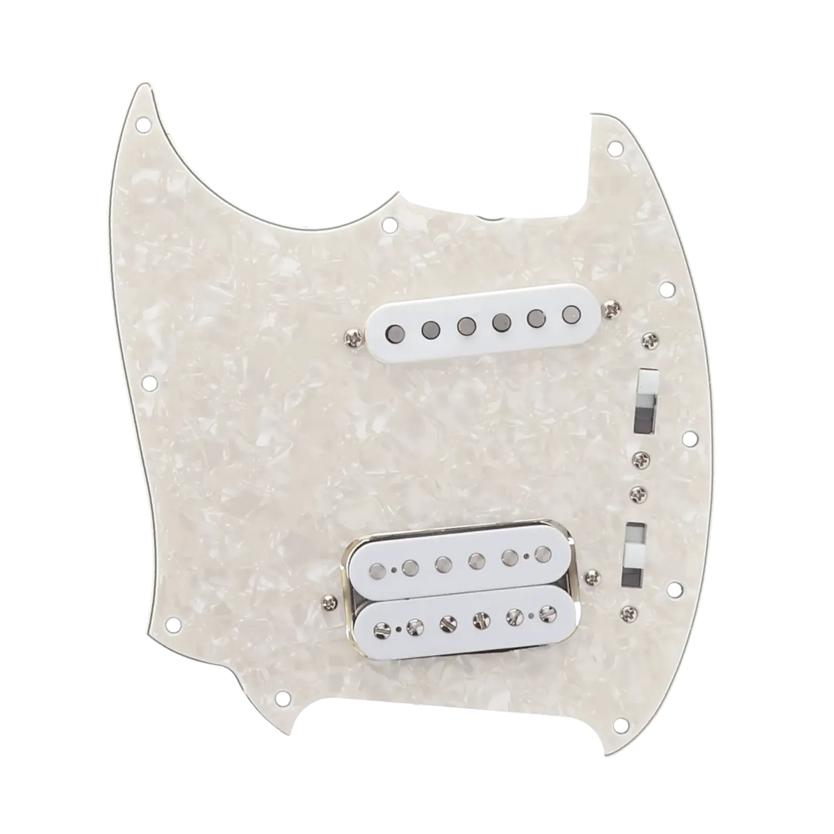 Fender Kurt Cobain Left-handed Jagstang Loaded Pickguard - White Pearl - Reclaimed