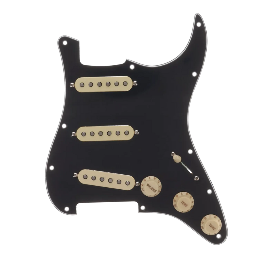 Fender Player Series Stratocaster Loaded Pickguard - Black and Cream - Reclaimed