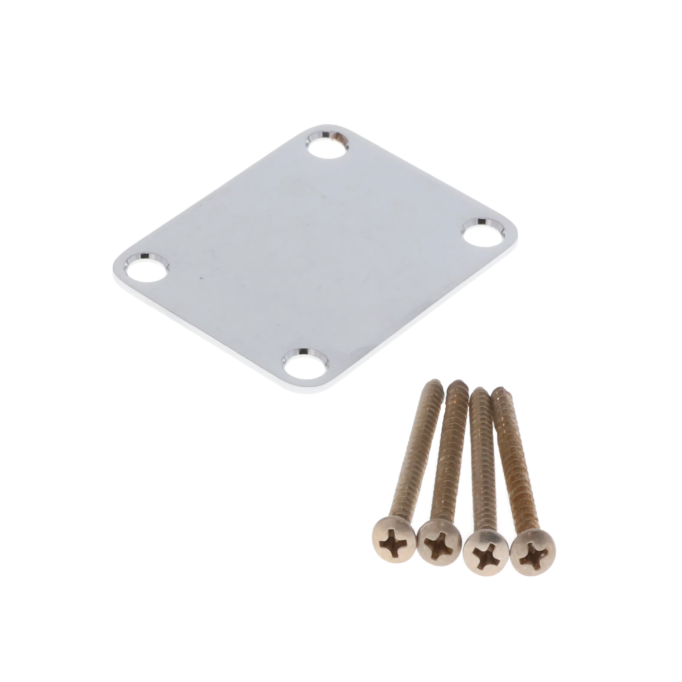 Fender Roadworn Guitar Neck Plate with screws - Chrome - Reclaimed