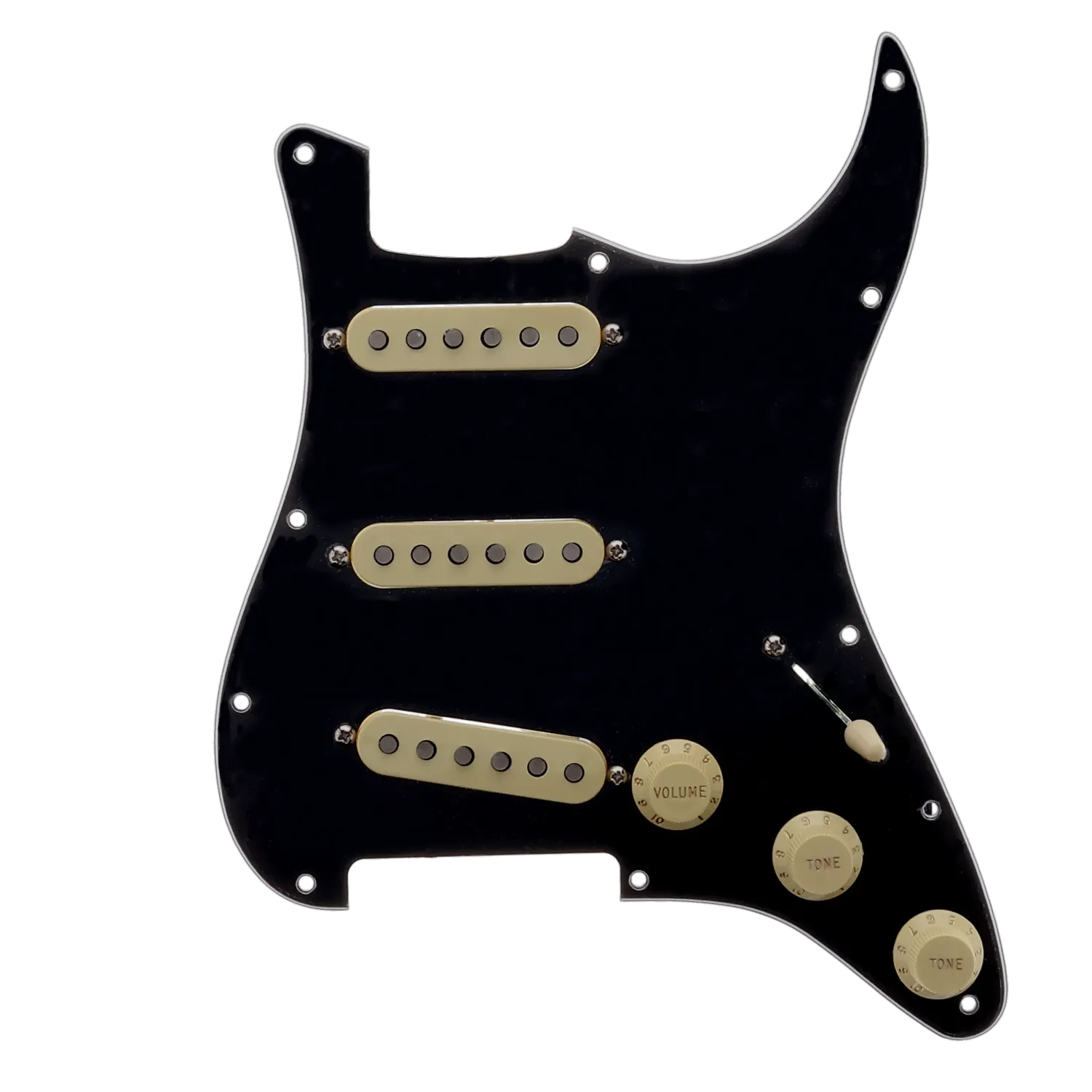 Fender Suona Strat Loaded Pickguard - Black & Cream - Reclaimed