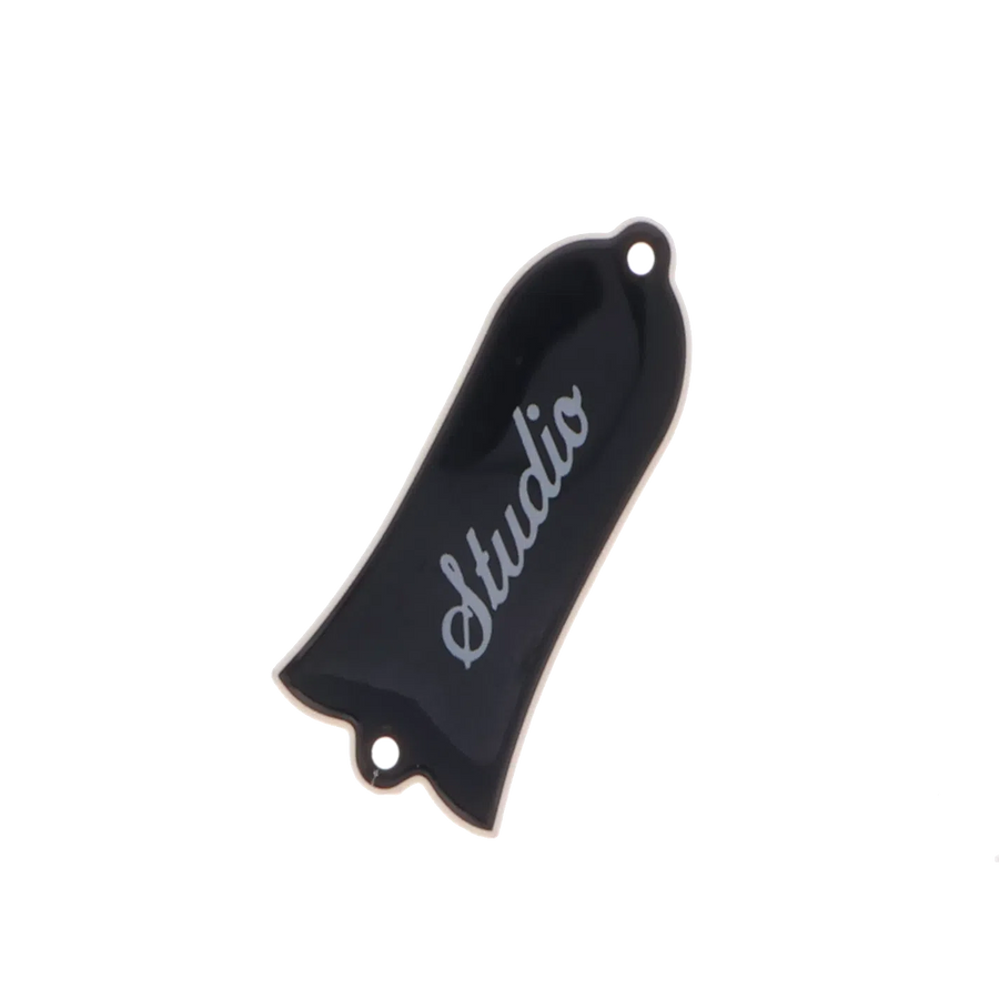 Gibson Les Paul Truss Rod Cover - Black - "Studio" Stamp - Reclaimed