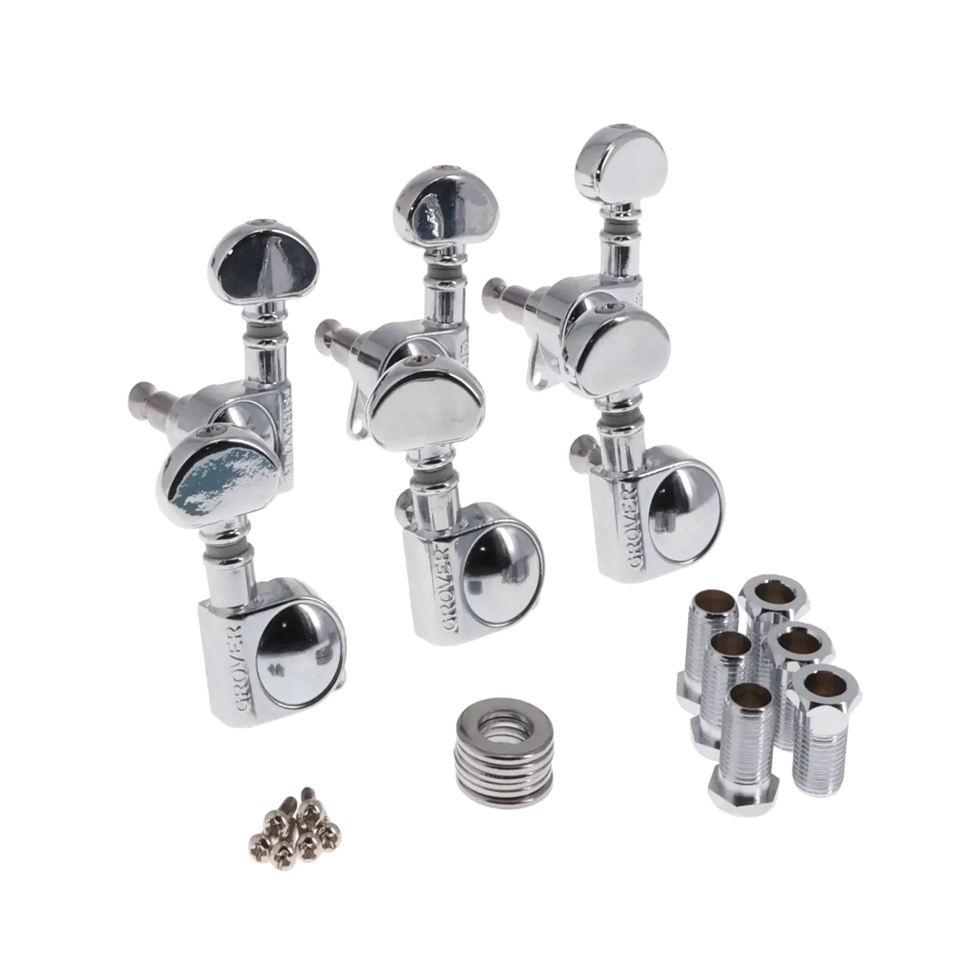 Grover Chrome Die-Cast Tuning Machines, 305c, Mid-size, 3X3 - Chrome - Reclaimed