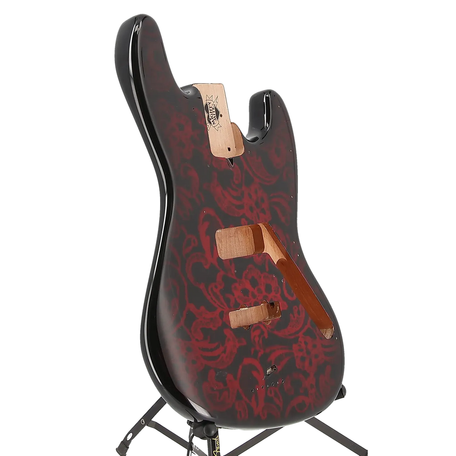 Jazz Bass Custom Painted Body Painted - Red Vintage Lace
