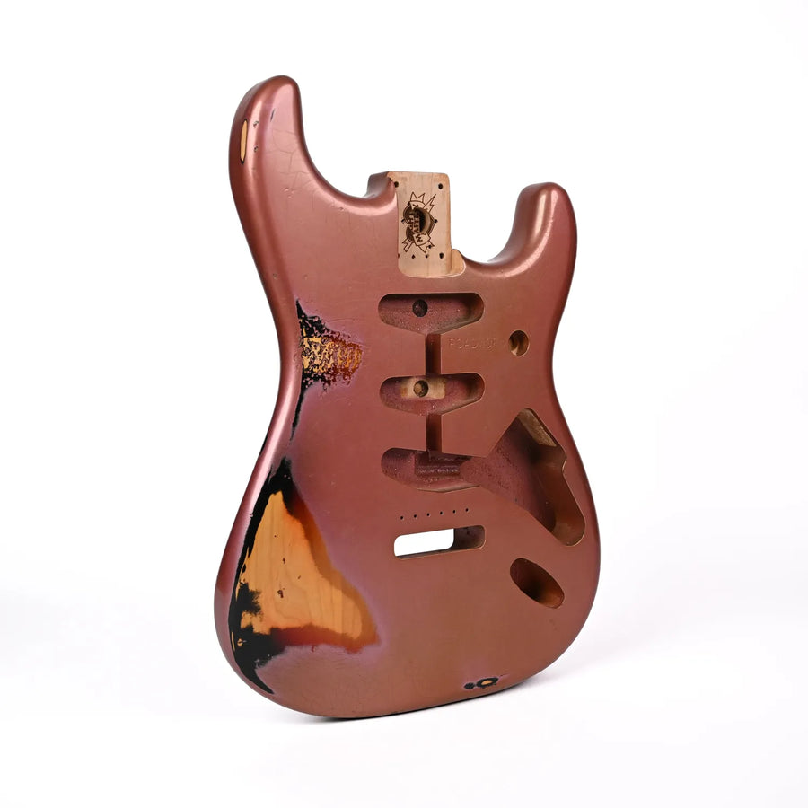 Stratocaster Custom Painted Body - FOF Burgundy Mist over 3-Tone Burst - Reclaimed