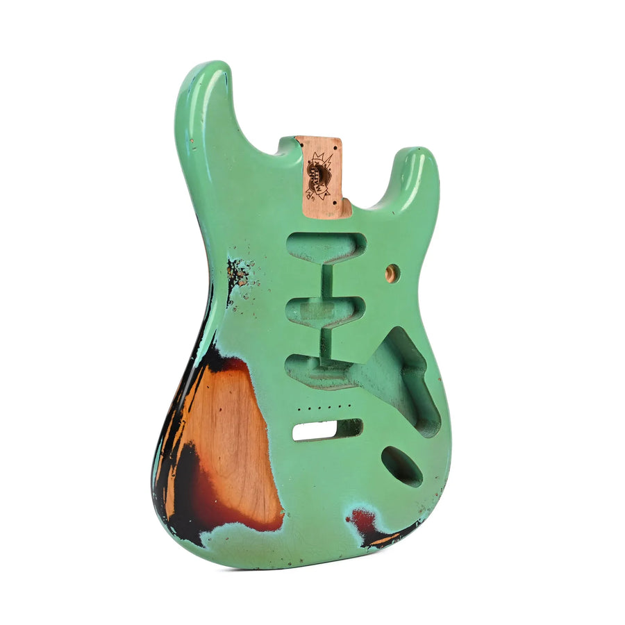 Stratocaster Custom Painted Body - FOF Seafoam Green over 3-Tone Burst - Reclaimed