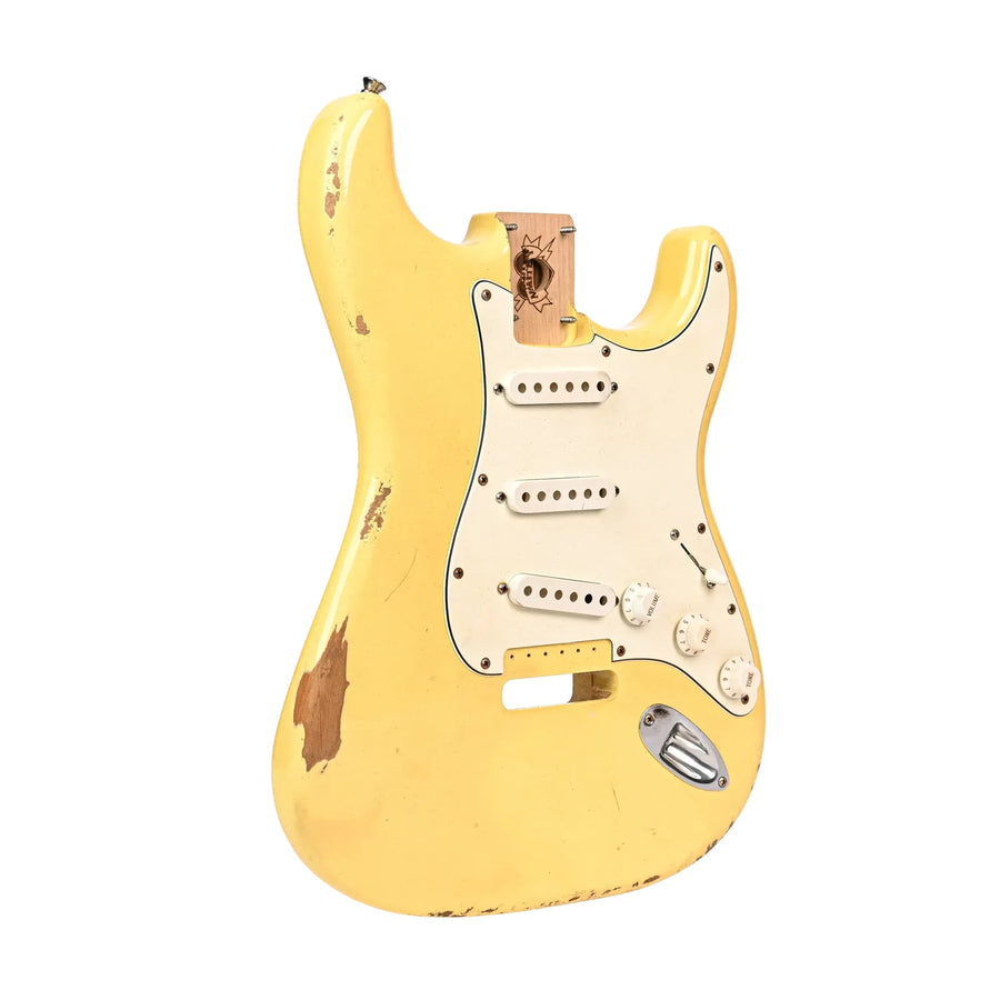 Stratocaster Custom Painted Body - Vintage Cream w/ Aged Plastics & Neck Plate - Reclaimed