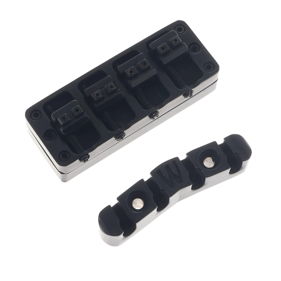 Warwick 4 String Bass Bridge Assembly - Black - Reclaimed