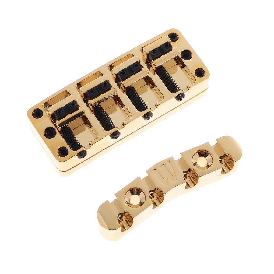 Warwick 4 String Gold Plated Bridge Assembly - Gold - Reclaimed