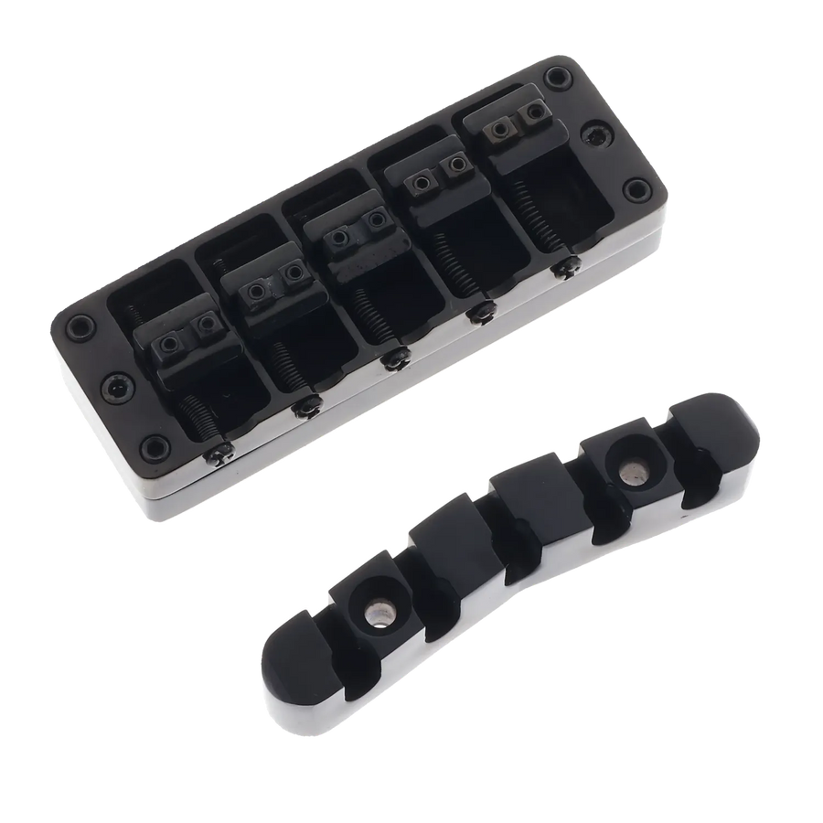 Warwick 5 String Bass Bridge Assembly - Black - Reclaimed