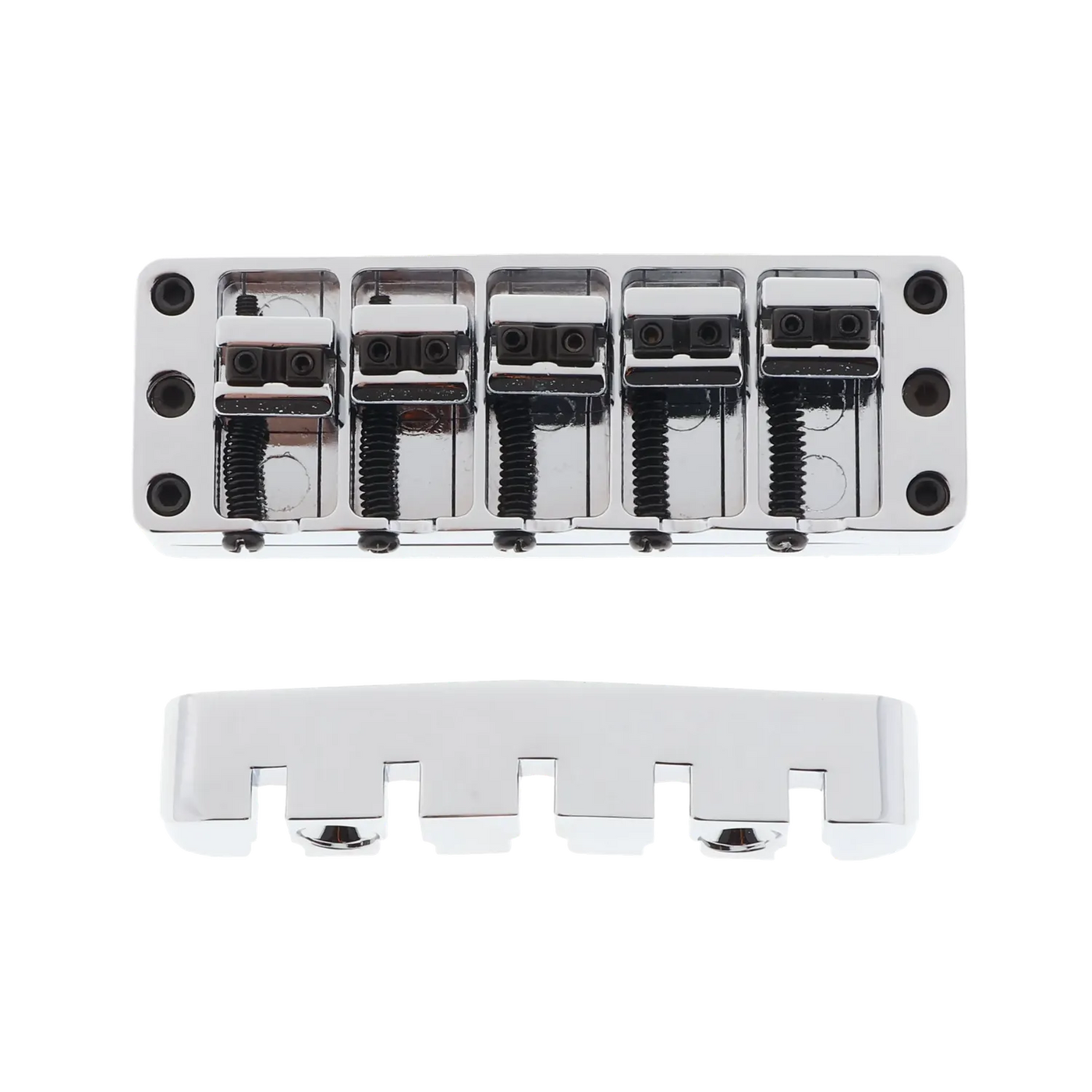 Warwick 5 String Bass Bridge Assembly - "Broadneck" - Chrome - Reclaimed