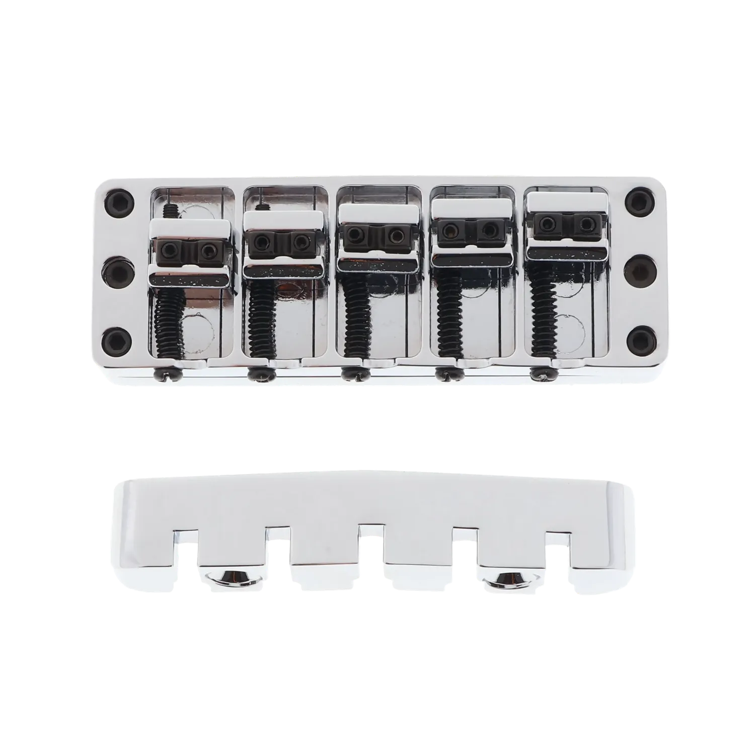 Warwick 5 String Bass Bridge Assembly - "Broadneck" - Chrome - Reclaimed