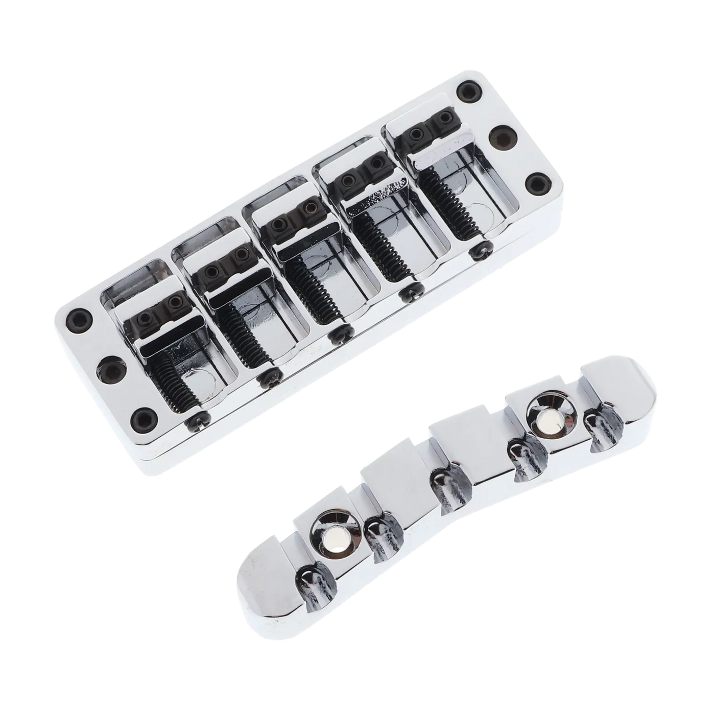 Warwick 5 String Bass Bridge Assembly - "Broadneck" - Chrome - Reclaimed