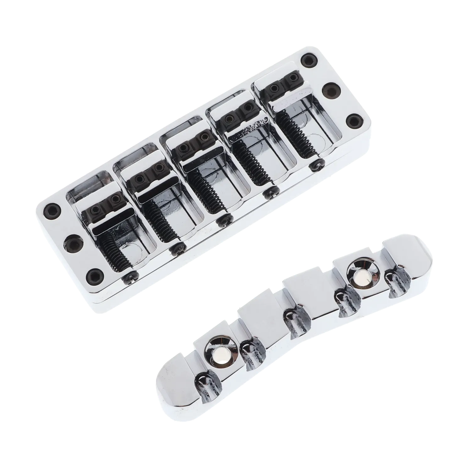 Warwick 5 String Bass Bridge Assembly - "Broadneck" - Chrome - Reclaimed