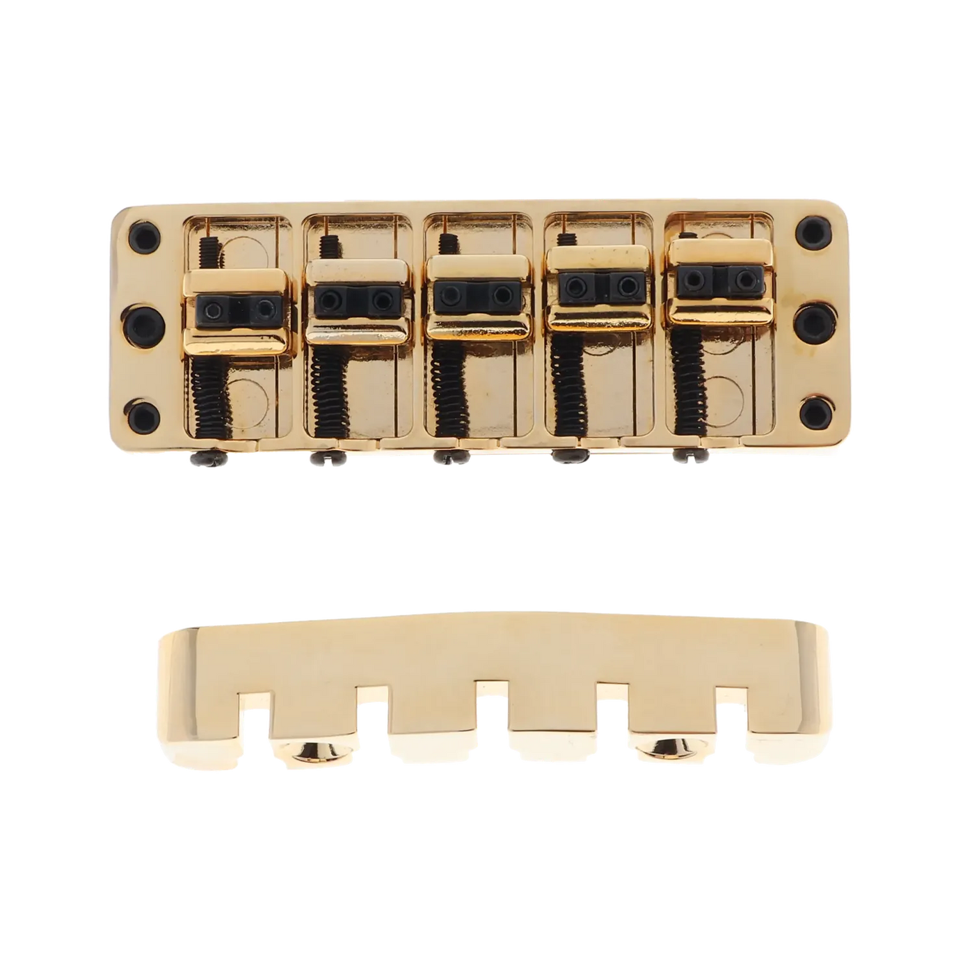 Warwick 5 String Bass Bridge Assembly - "Broadneck" - Gold - Reclaimed