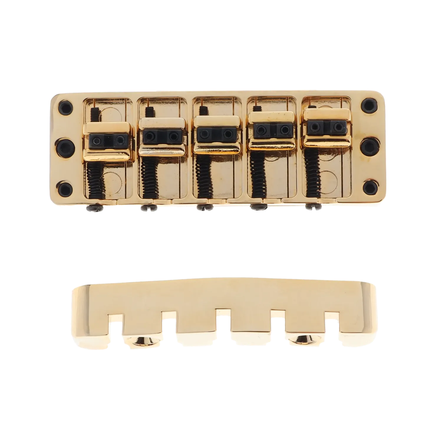Warwick 5 String Bass Bridge Assembly - "Broadneck" - Gold - Reclaimed