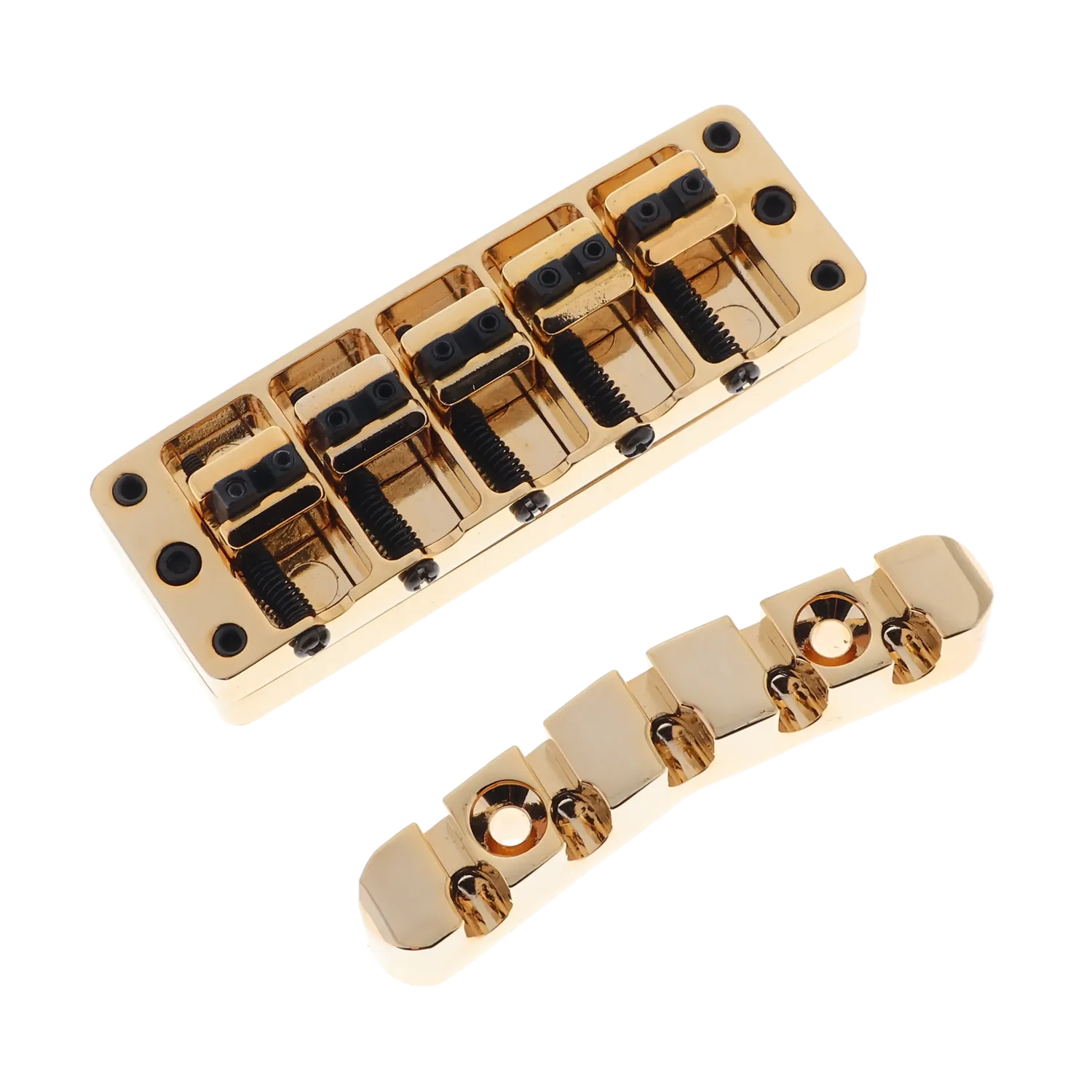 Warwick 5 String Bass Bridge Assembly - "Broadneck" - Gold - Reclaimed