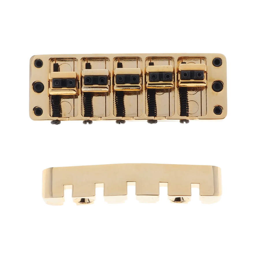 Warwick 5 String Bass Bridge Assembly - Gold - Reclaimed