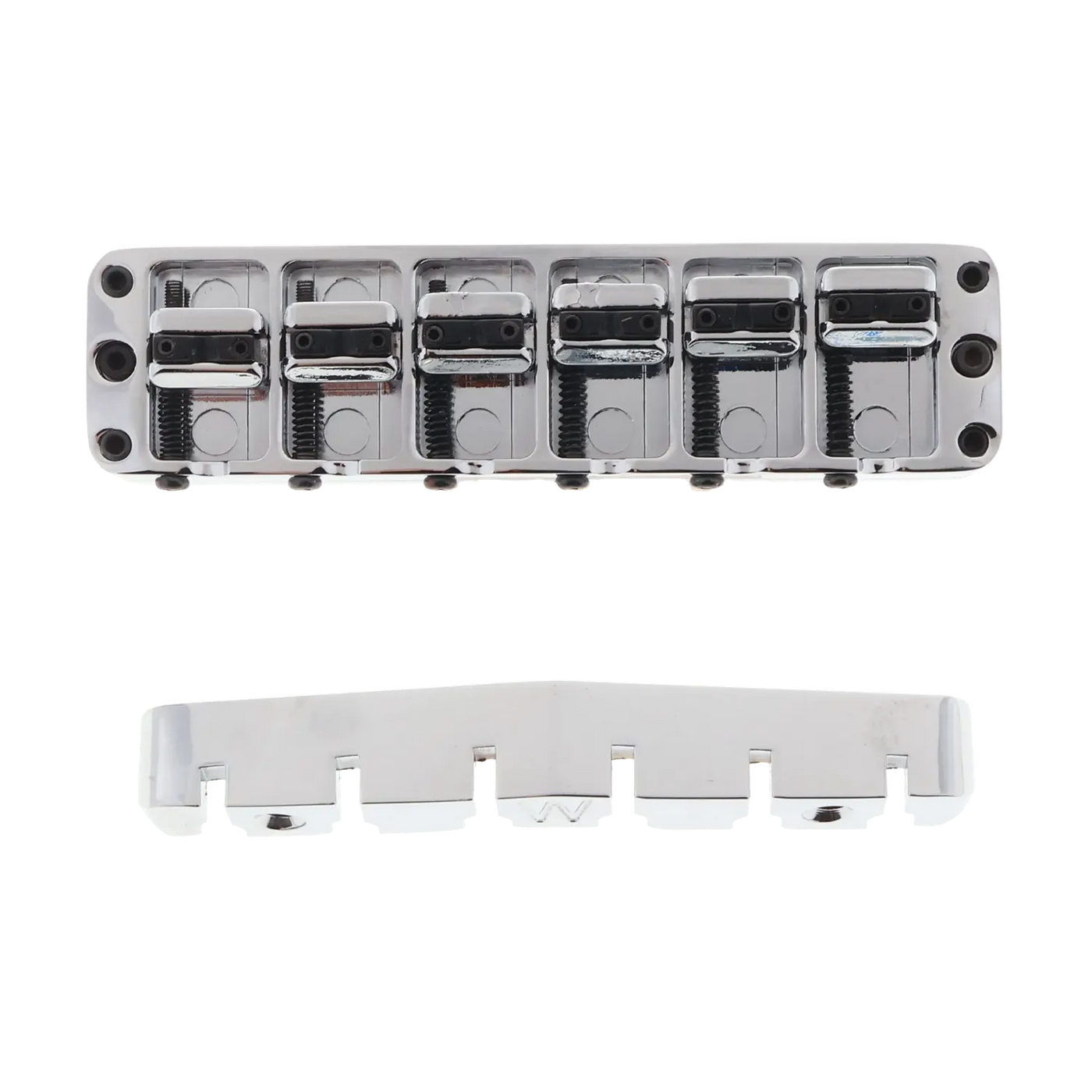Warwick 6 String Bass Bridge Assembly - "Broadneck" - Chrome - Reclaimed