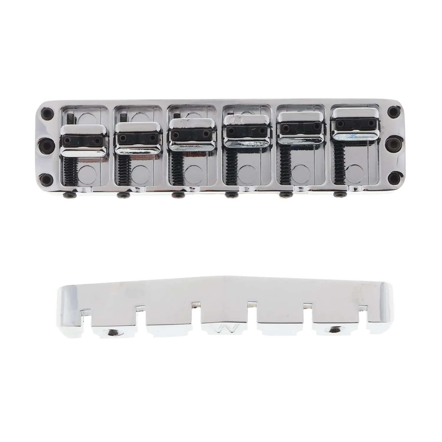 Warwick 6 String Bass Bridge Assembly - "Broadneck" - Chrome - Reclaimed