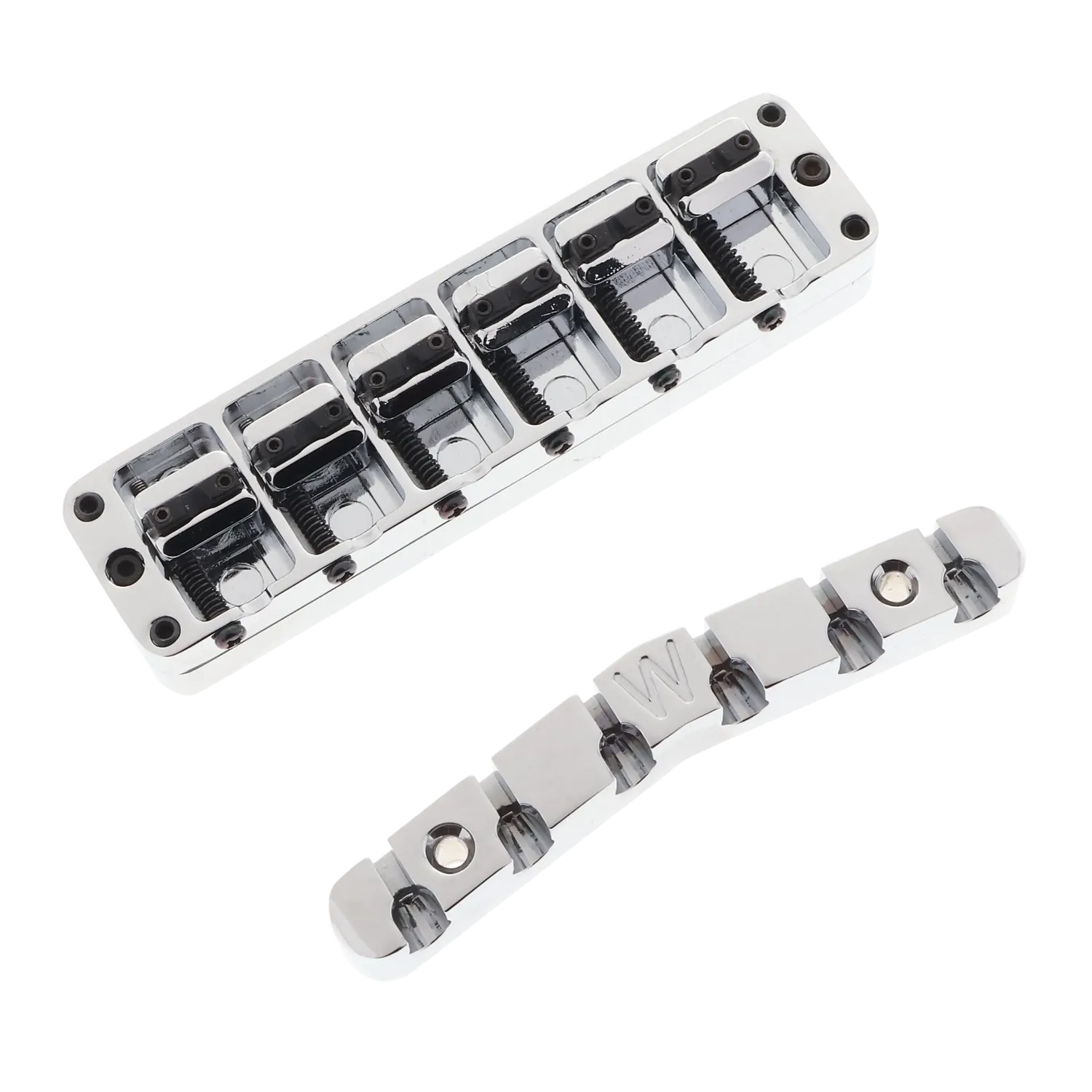 Warwick 6 String Bass Bridge Assembly - "Broadneck" - Chrome - Reclaimed
