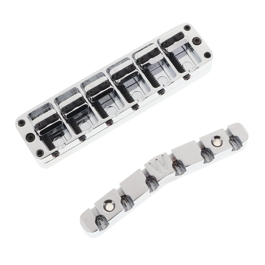Warwick 6 String Bass Bridge Assembly - Chrome - Reclaimed