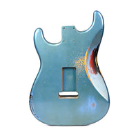 Stratocaster Custom Painted Body - FOF Lake Placid Blue over 3-Tone Burst - Reclaimed
